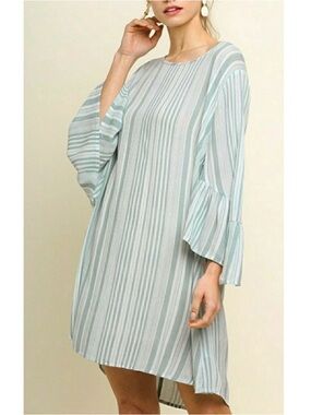 Umgee Dress Boho Striped Bell Sleeve